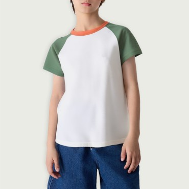 100% cotton knitted boys short-sleeved crew neck top