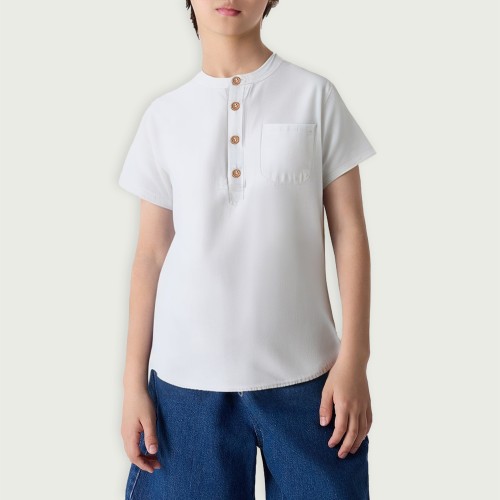 Boys Summer Lightweight Short Sleeve Linen Cotton ...