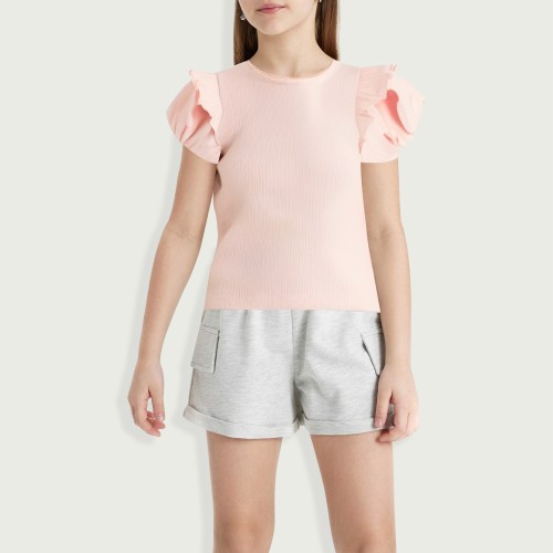 Girls Floral Square Neck T-Shirt