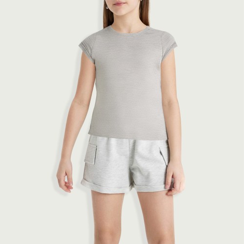 Baby Girl Basic Stretch Round Neck Short Sleeve T-...