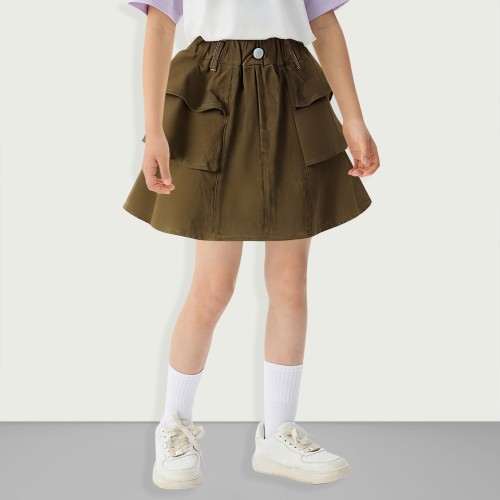Girls Cotton Twill Denim Cake Pleated Ruffle Short...