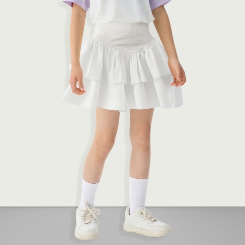Girls Pleated High Waist Layered Ruffle Flowing Sh...