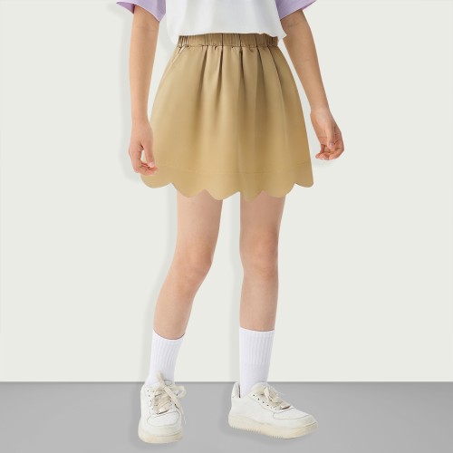 Girls' elastic fan-shaped school uniform skirt pan...