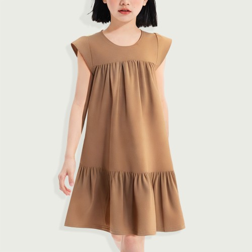 Girls Dress Short Sleeve Tunic A-Line Tiered Swing...