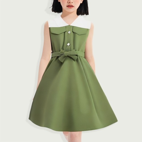 Summer Girls Sleeveless Waist Polyester Suit Short...