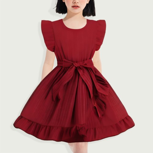 Exquisite Design Patchwork Pleated Skirt Girls Dre...
