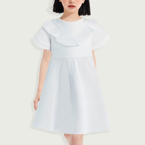 Summer girls solid color short sleeve dress