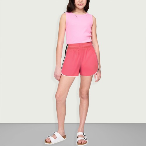Girls Elastic Waistband Woven Polyester Gym Runnin...