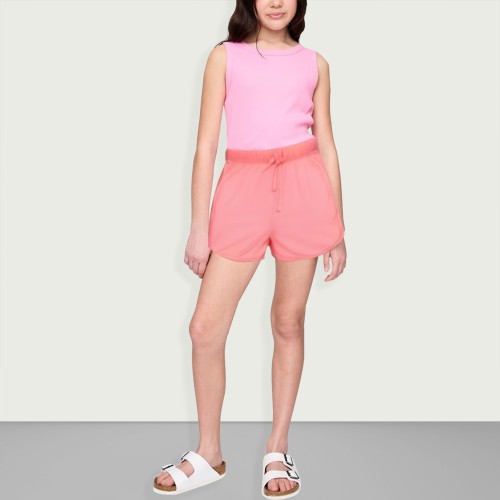 Summer casual girls solid color elastic drawstring...