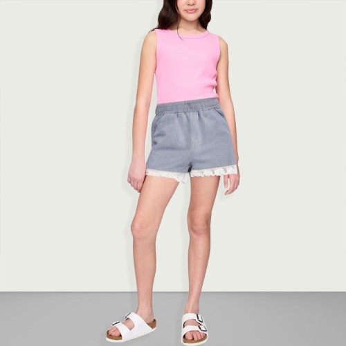 Children's lace cotton elastic shorts