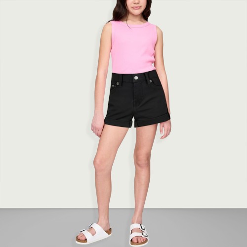 Adjustable waist distressed hem straight pants